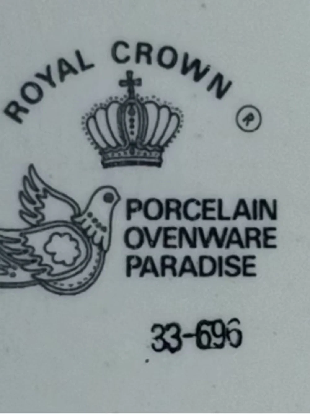 Royal Crown Paradise Porcelain Casserole Dish Birds Floral VTG 33-696 Ovenware